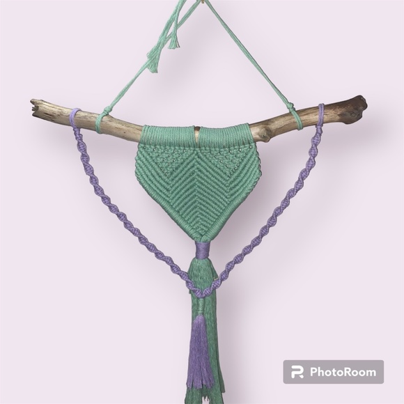 Mermaid Tail Dreams Custom Hand Crafted Macrame Hanging Wall Art Decor - Picture 2 of 10